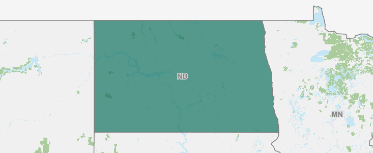 Image of North Dakota and the surrounding U.S. States