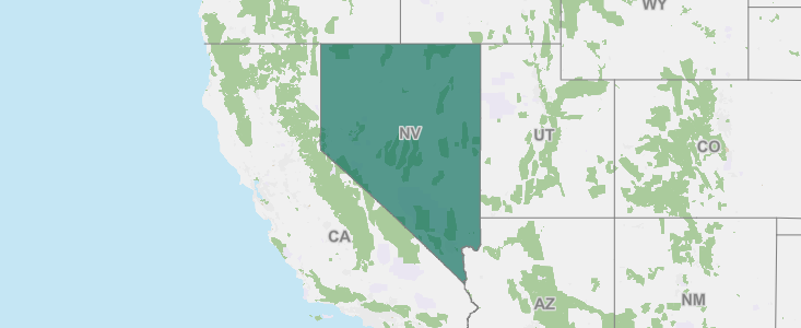 Image of Nevada and the surrounding U.S. States