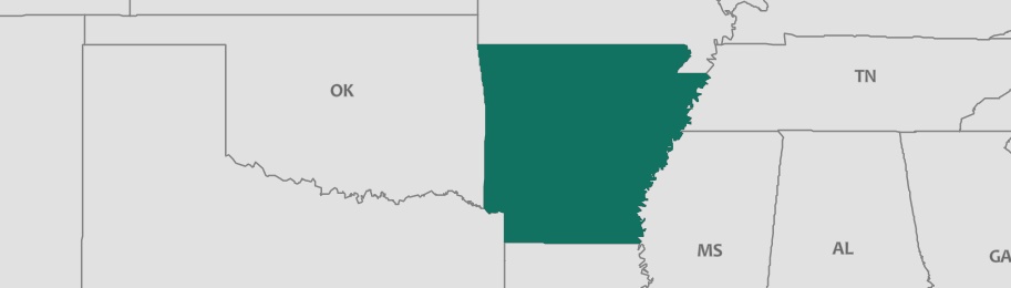 Image of Arkansas and the surrounding U.S. States