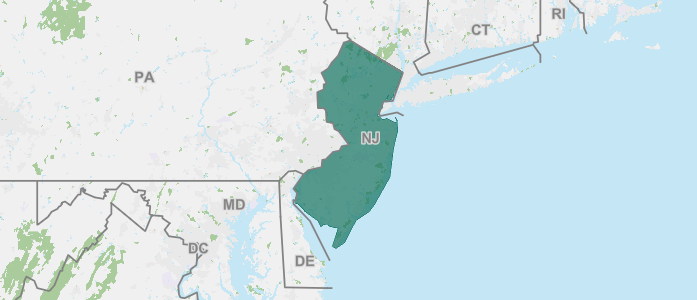 Image of New Jersey and surrounding states