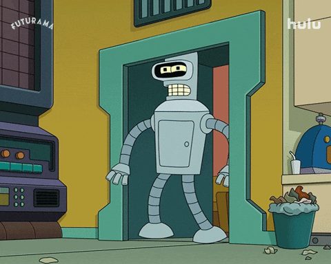 A gif shows Bender the robot from the show 