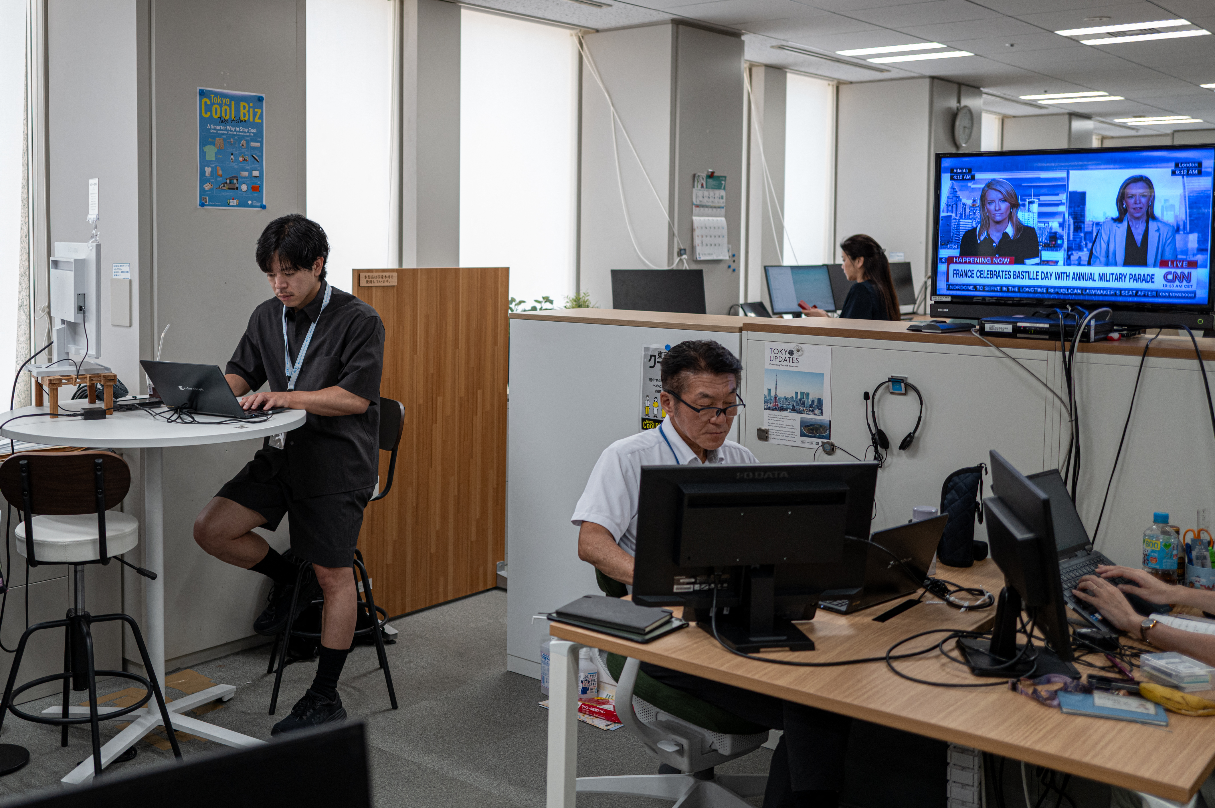 Japanese office workers wear shorts. 