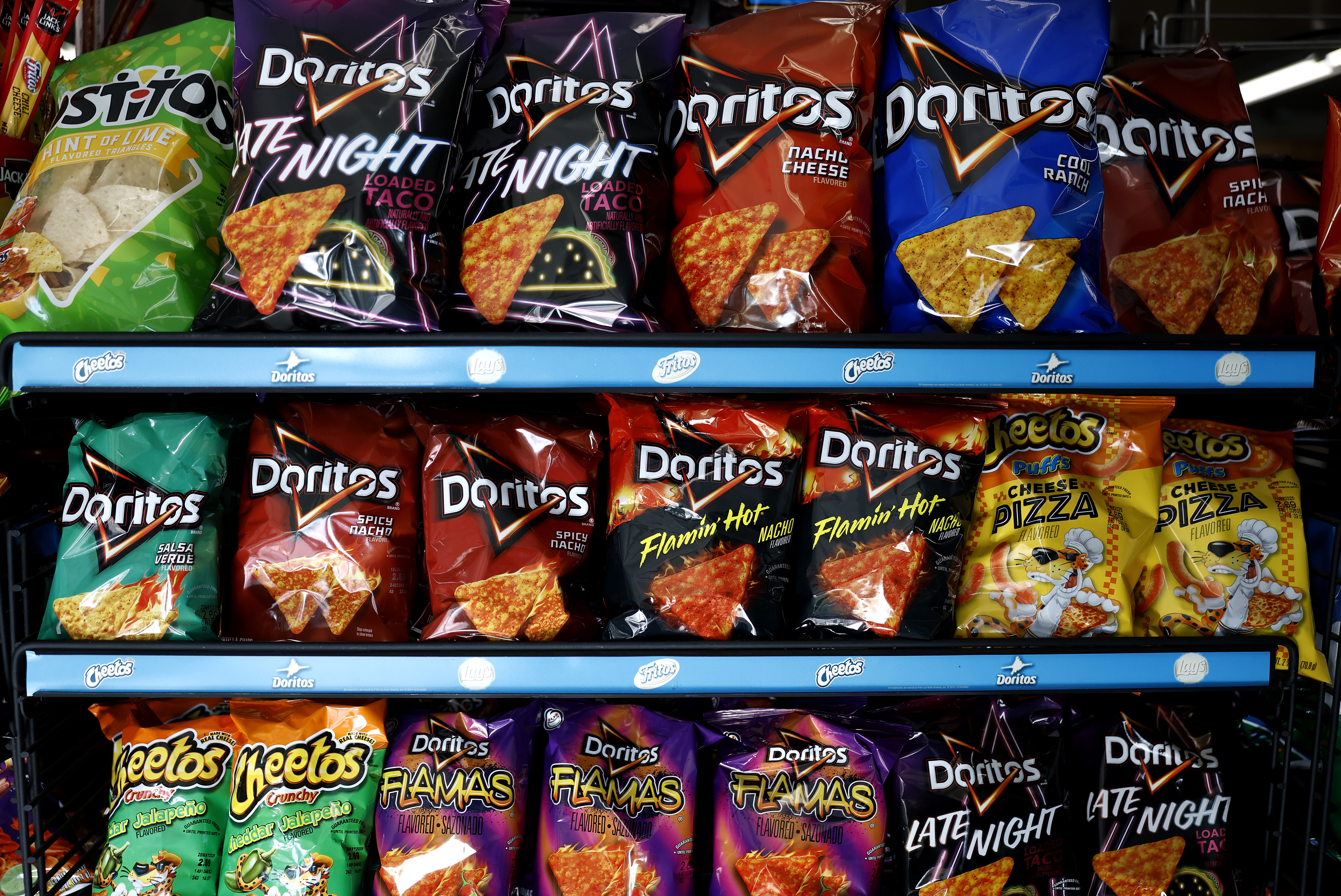 Doritos on display at a store.