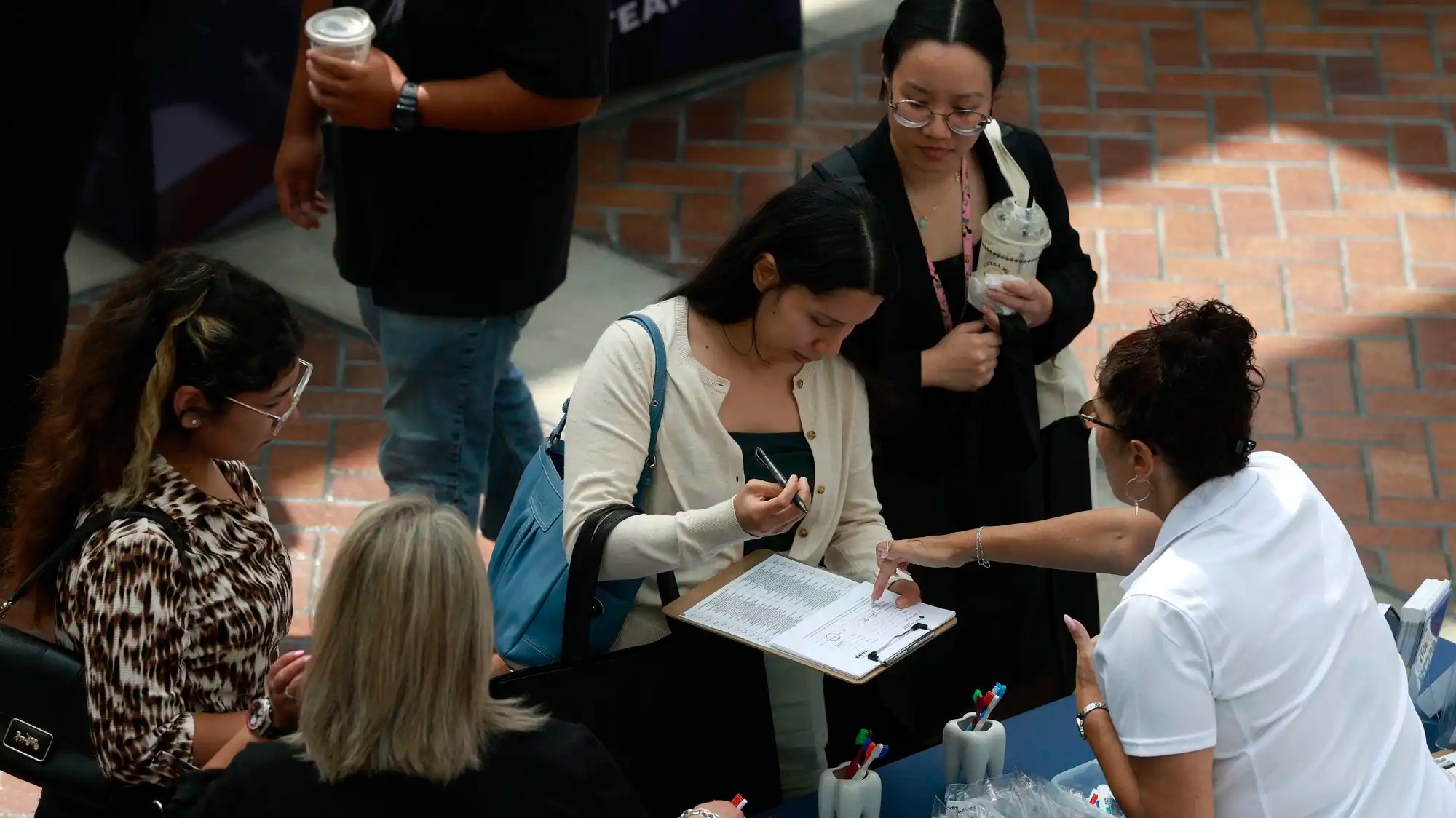 Women at a job fair.