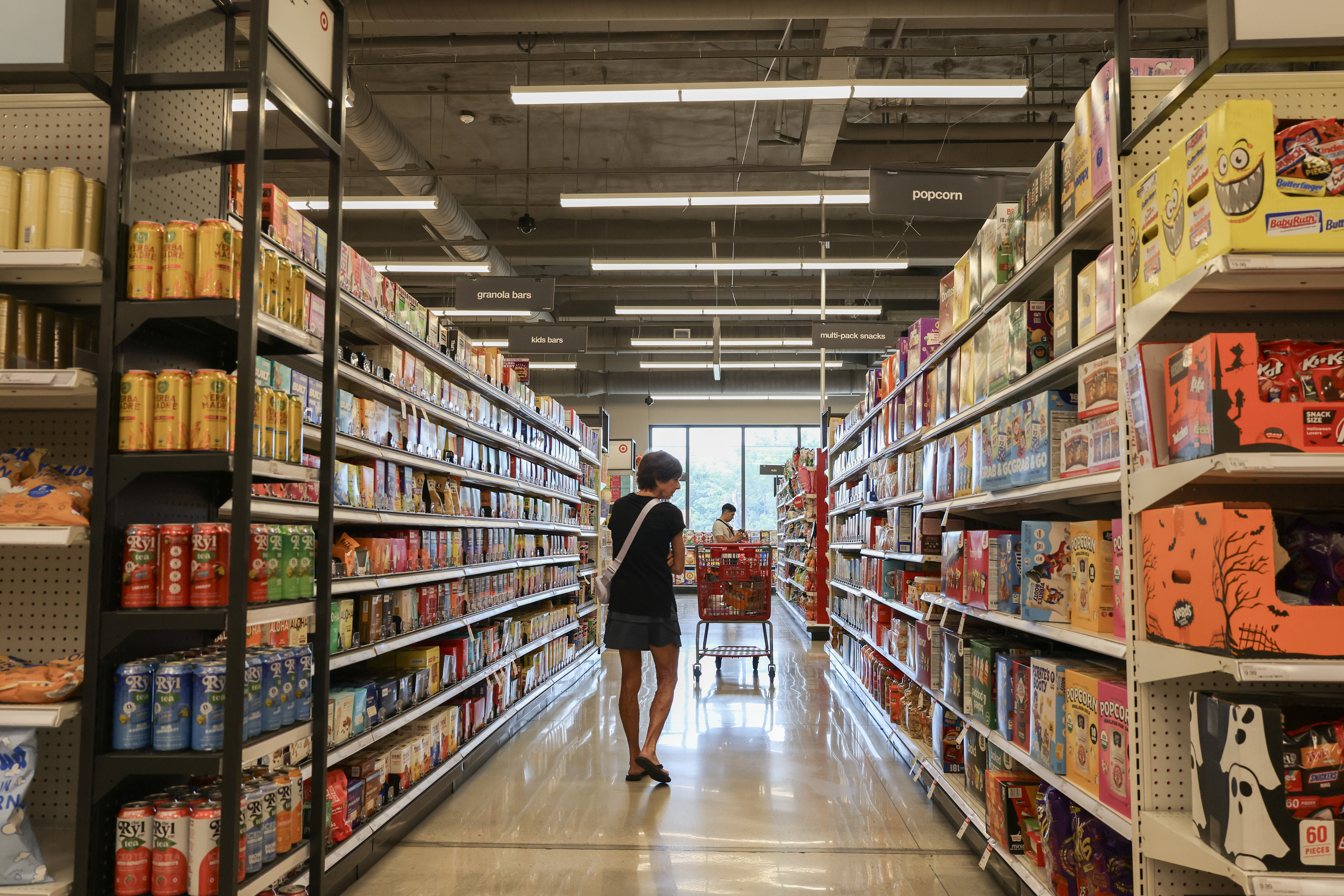 A shopper at a grocery store.