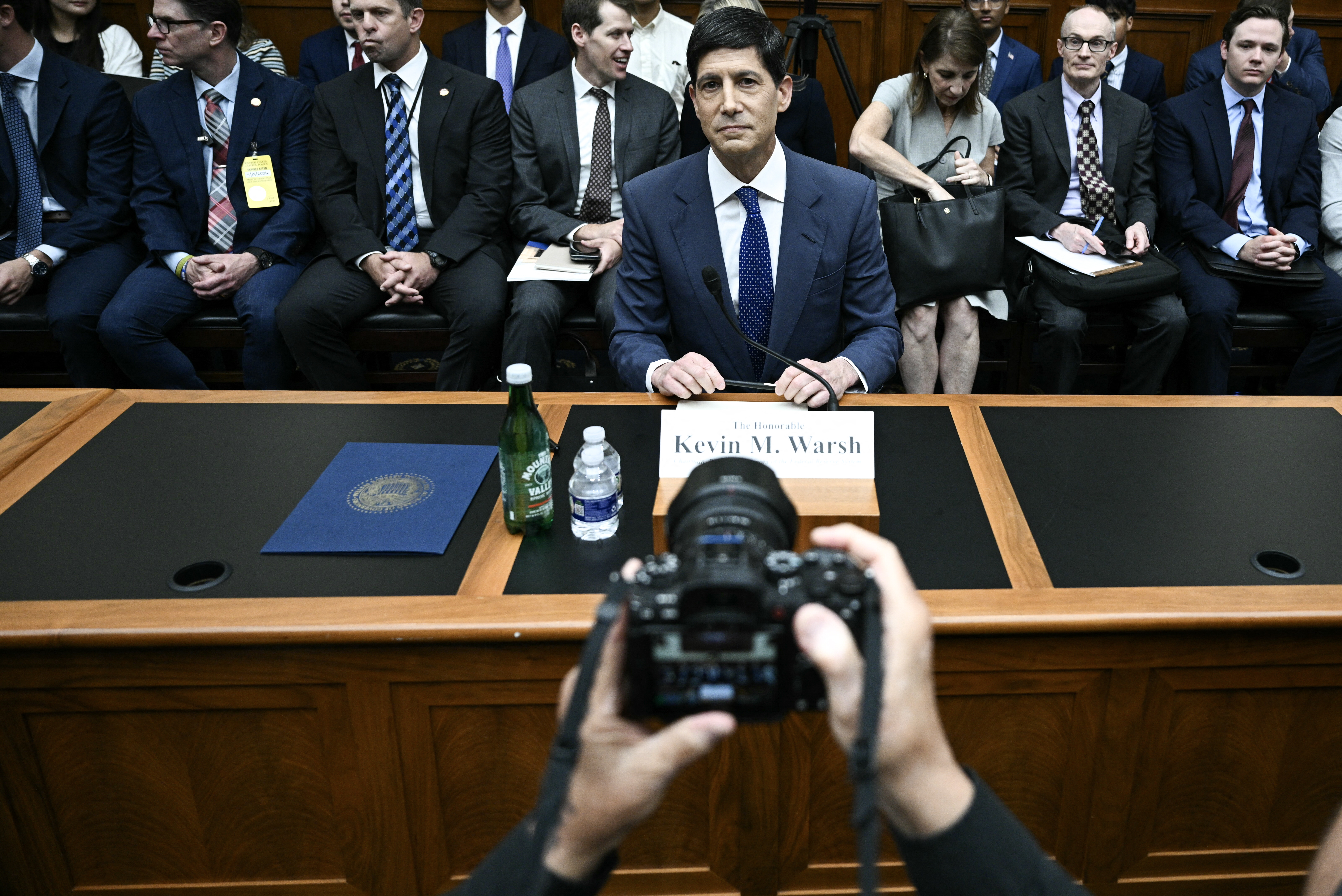 Kevin Warsh is photographed as he testifies before Congress.