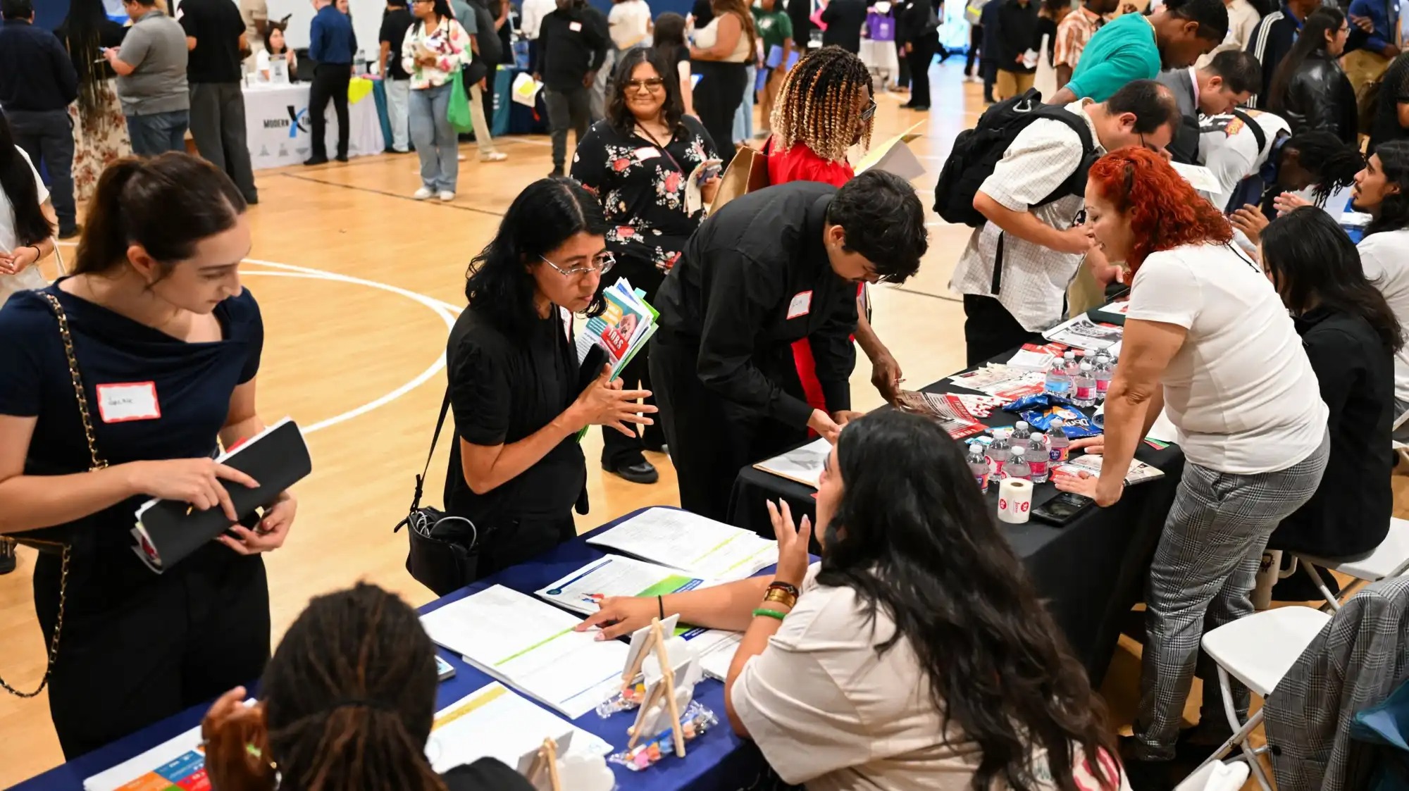 Job seekers at a career fair