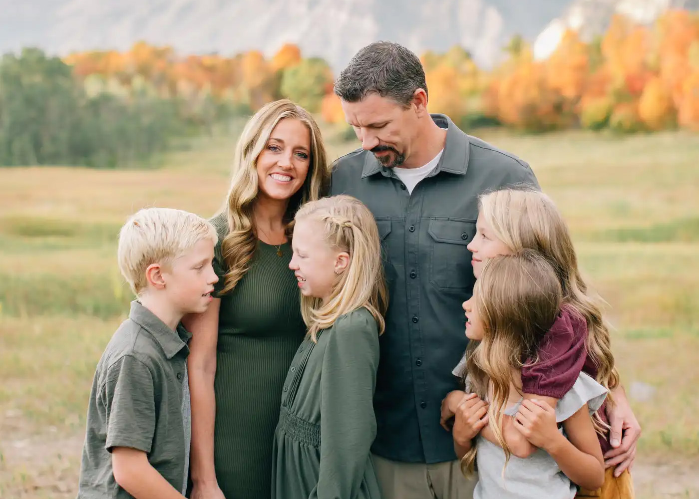 Joanne Hislop, her husband, and four kids.