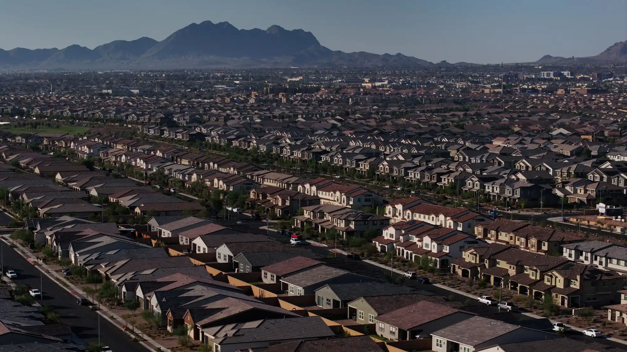 An overhead view of houses in Las Vegas