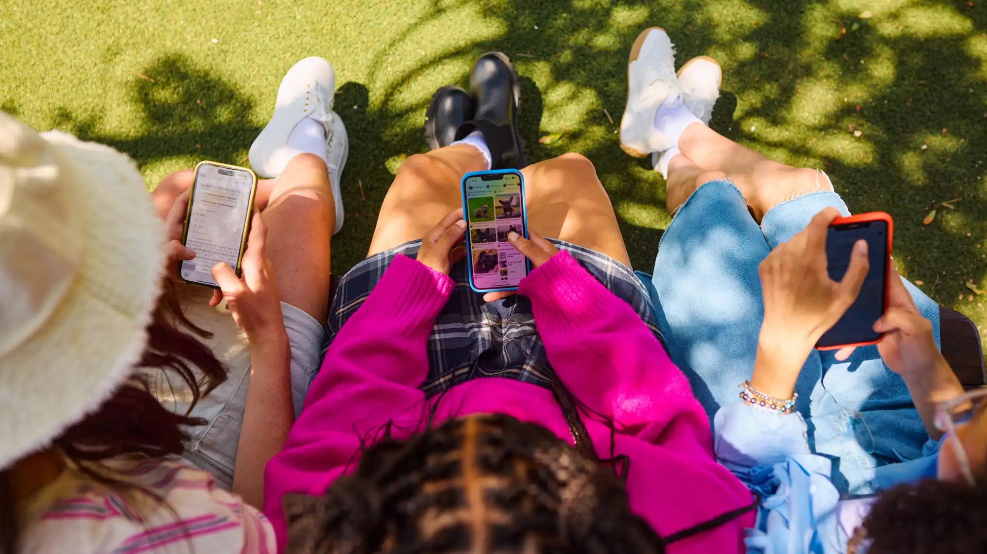 A photo illustration shows young people on phones.