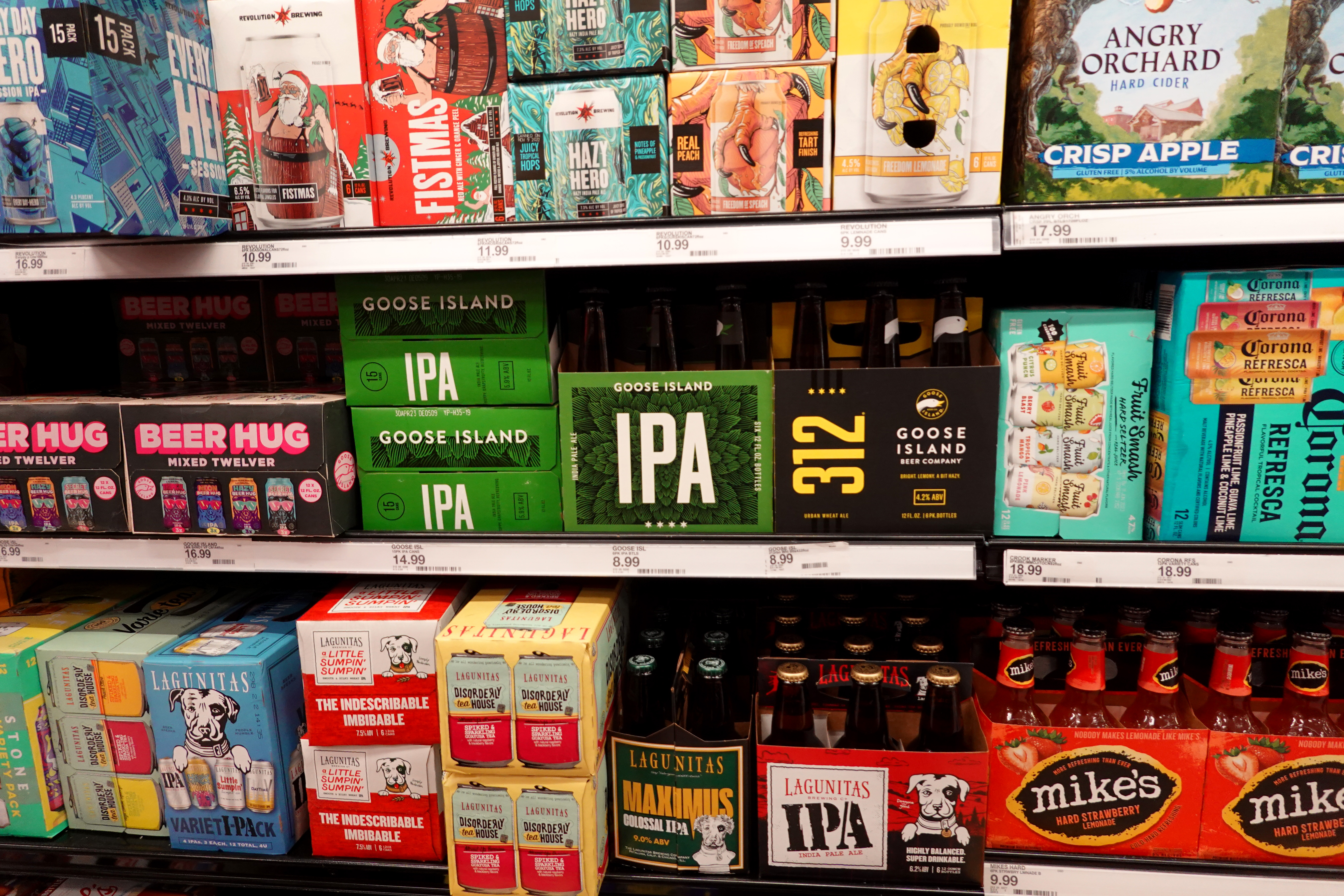 Craft beer for sale in a grocery store.