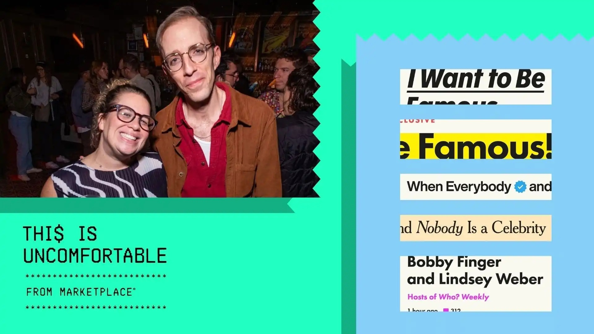 A photo of Bobby Finger and Lindsey Weber, plus the cover of their book.