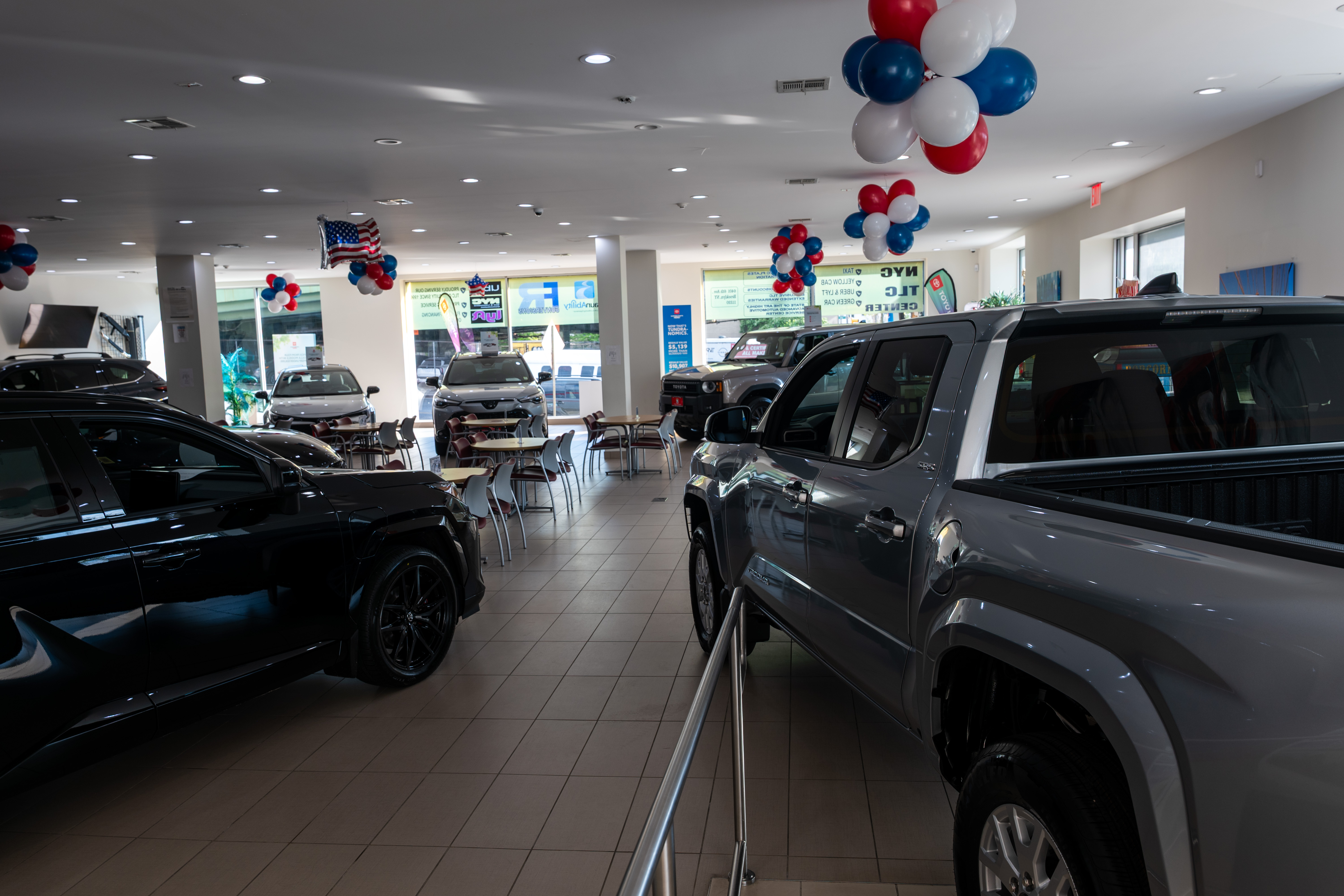 The showroom at a Toyota dealership.