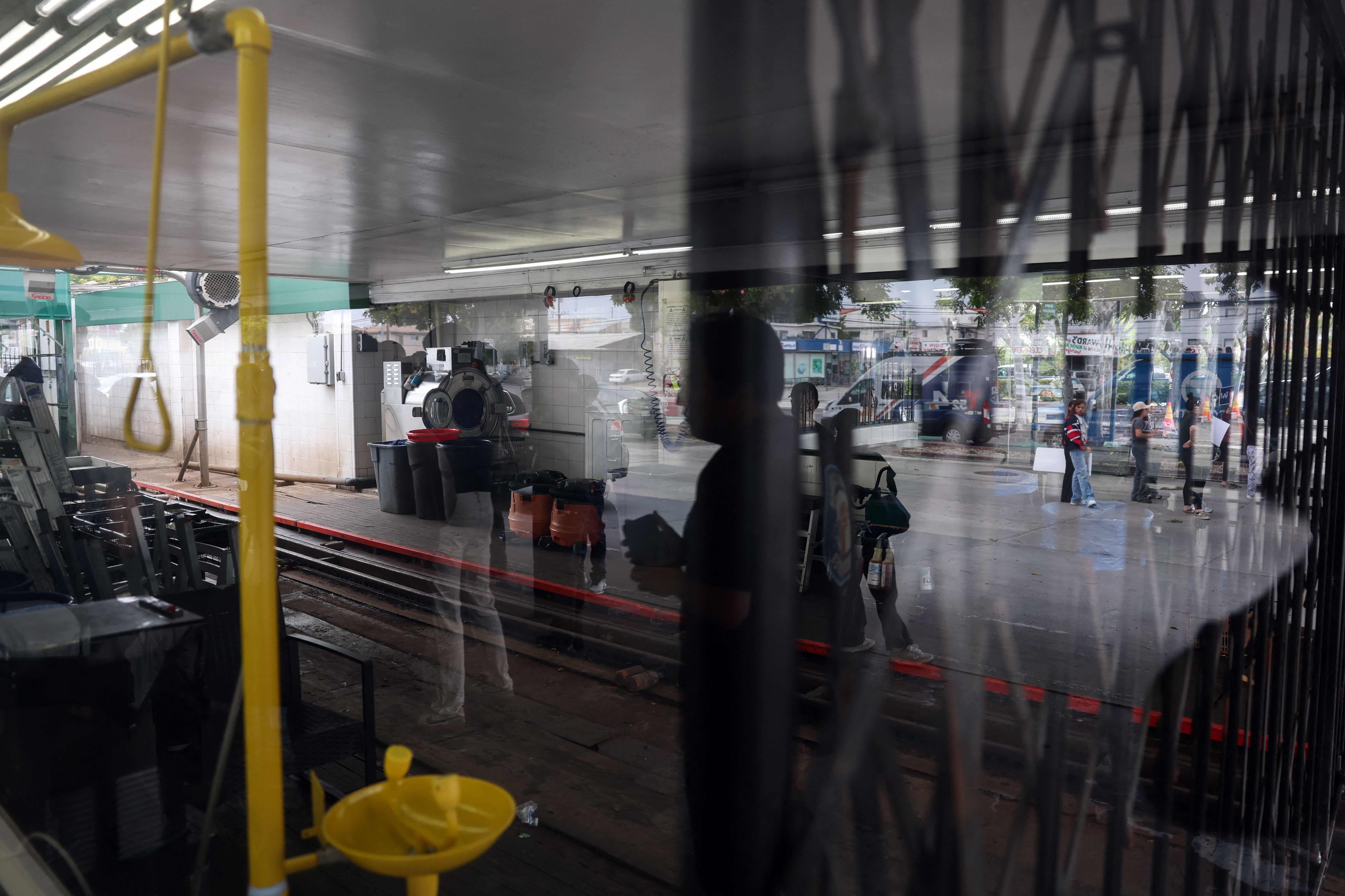 General view and atmosphere at a Southern California car wash.