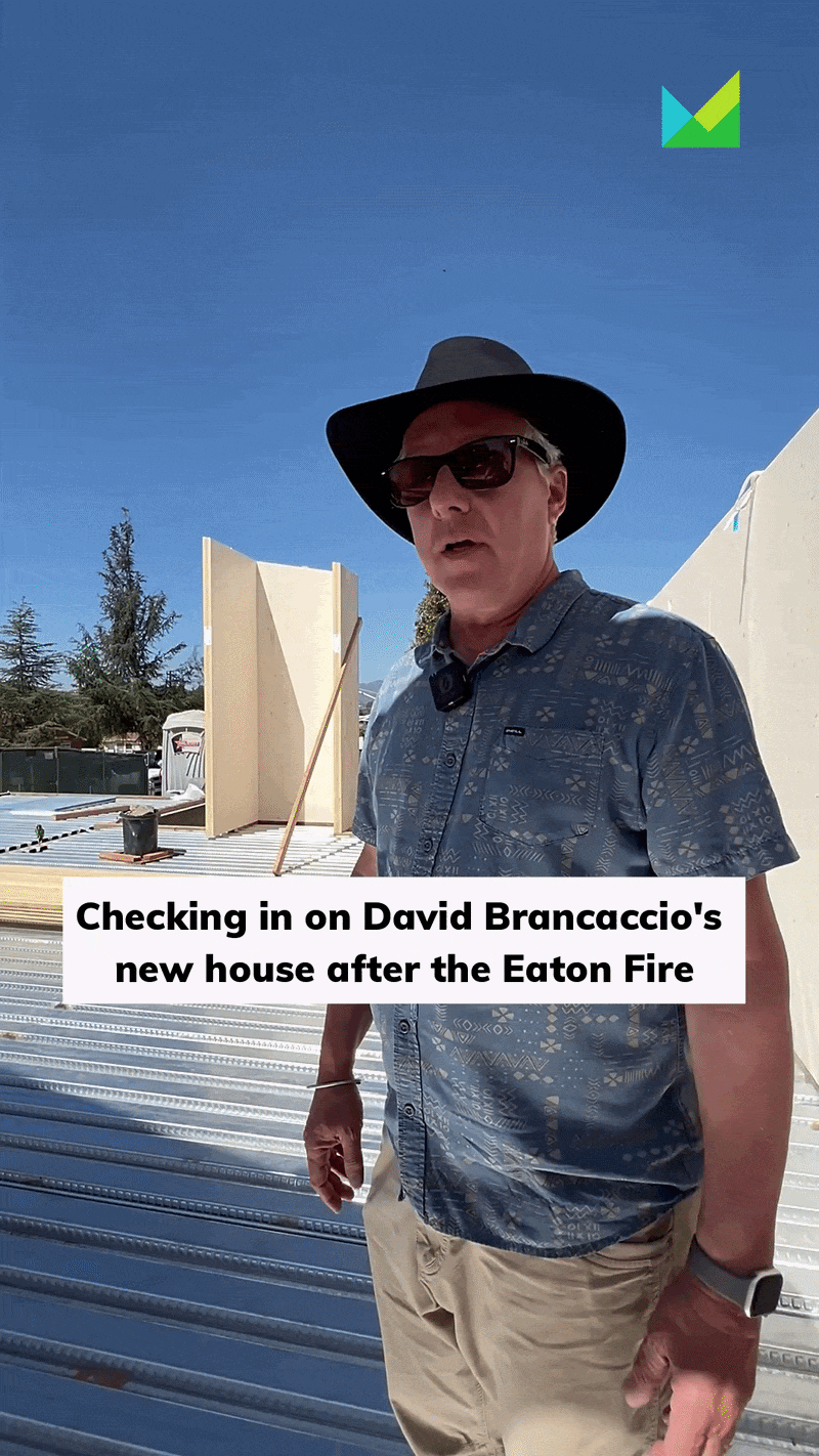 A gif shows David Brancaccio showing the viewer his home under construction.