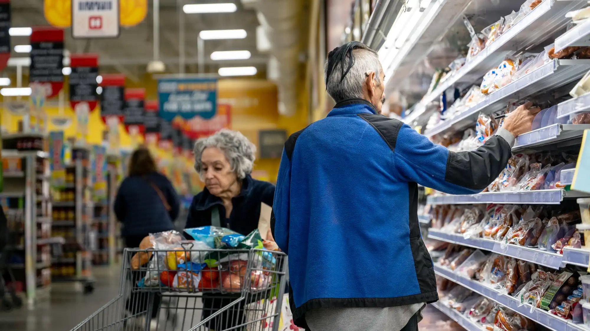 Shoppers at a grocery store.