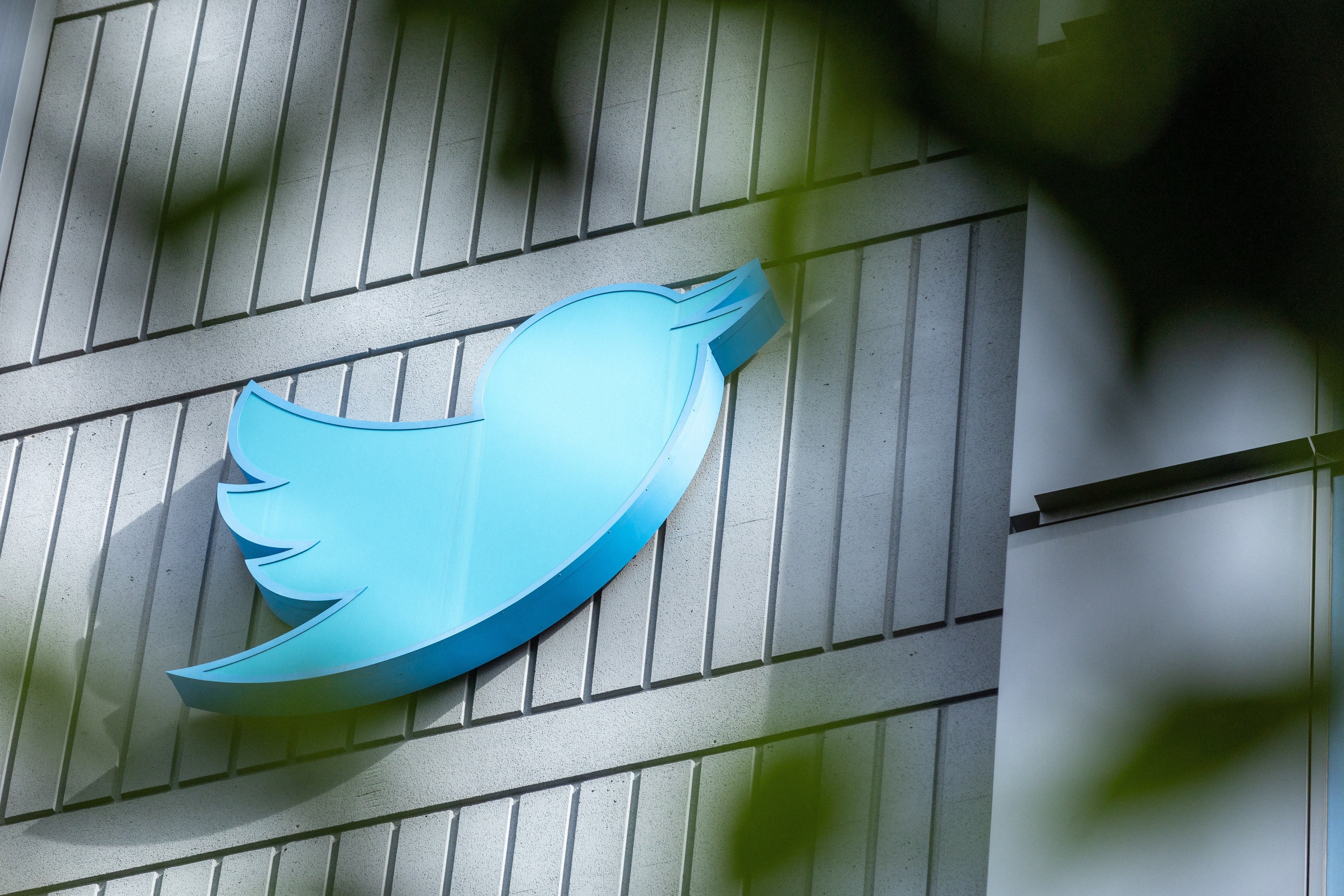 Twitter bird logo on a building