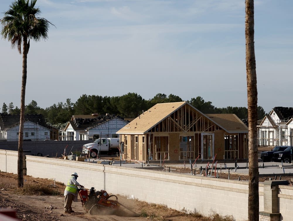 A suburban home under construction