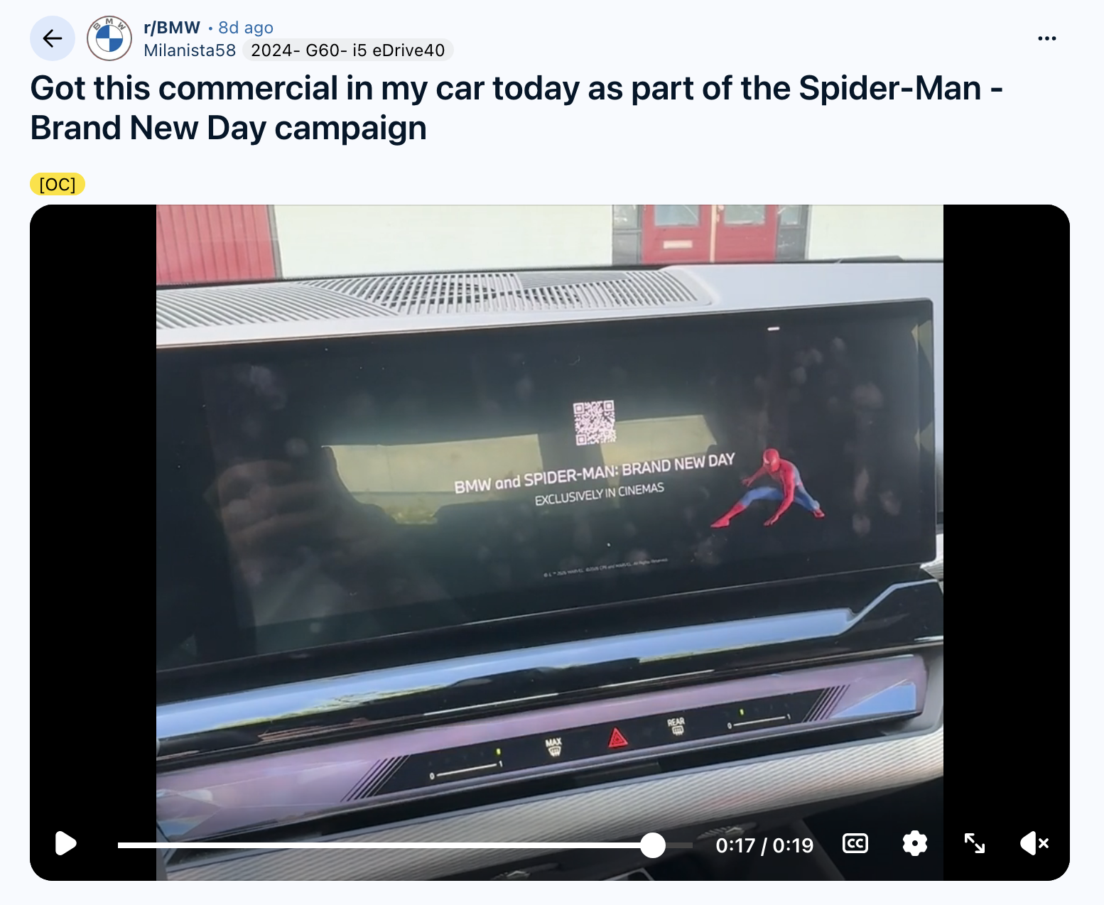 A still from a video posted to Reddit showing the ad described below.