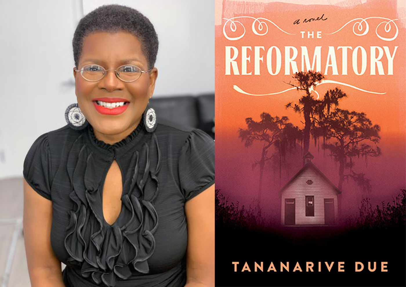 Tananarive Due and the cover of her novel 