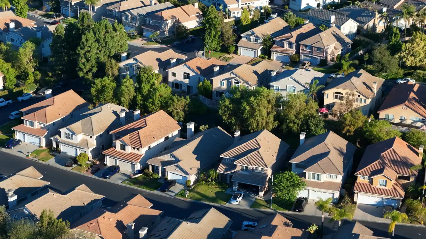 Arial view of homes.