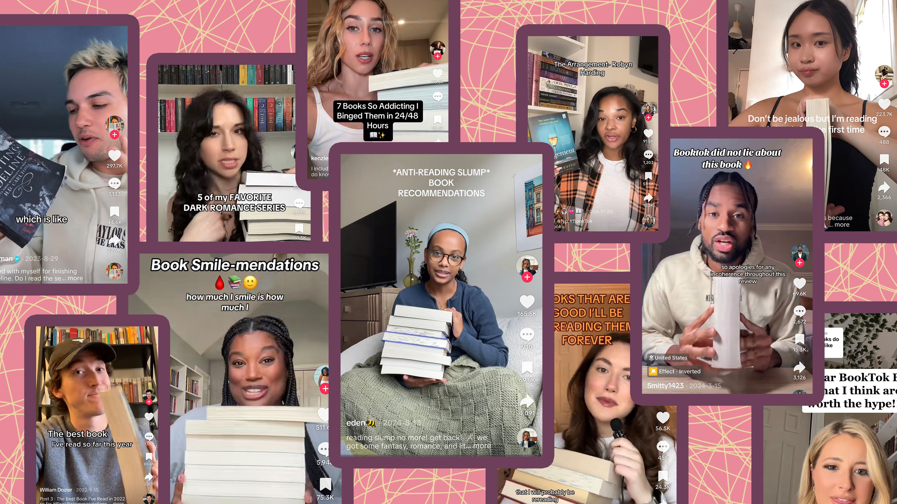 Screenshots of BookTokers collaged together