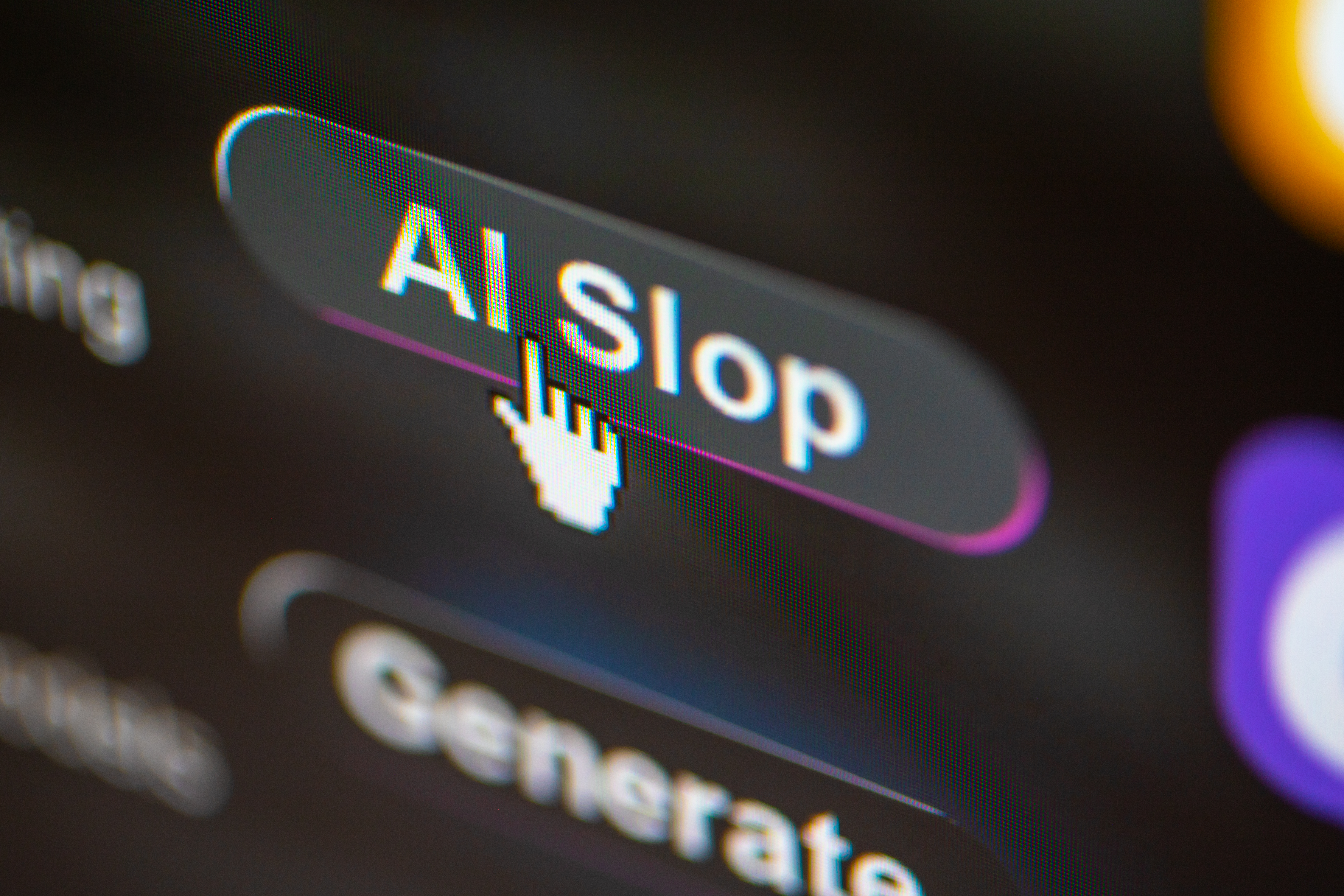 A computer screen shows a mouse clicking a button that says 