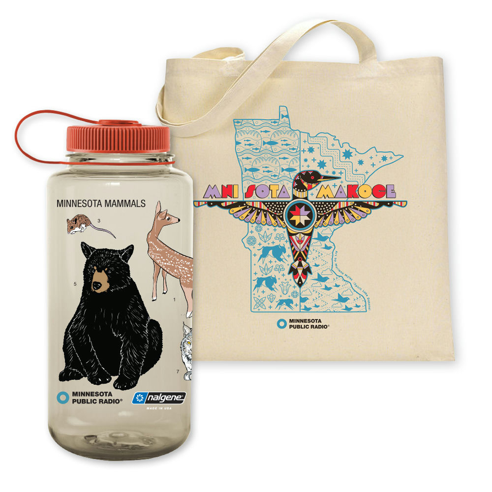 State Fair tote bag and minnesota mammals nalgene water bottle